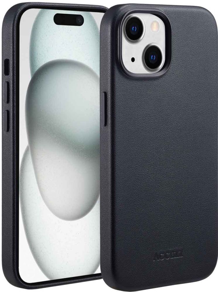Accezz MagSafe Leather Backcover iPhone 15 - Onyx Black