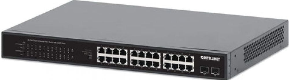 INTELLINET 24Port Gigabit PoE+ Switch 2x1G SFP 370 W
