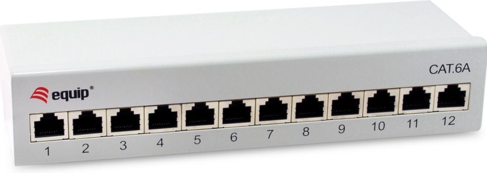 Equip Patchpanel 12x RJ45 Cat6A 19" FTP 1HE Premium helder grijs