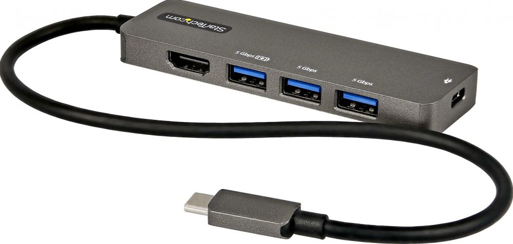 StarTech.com USB C Multiport Adapter - USB-C naar HDMI 2.0b 4K 60Hz (HDR10), 100W Power Delivery Pass-Through, 4-Port USB 3.0 Hub