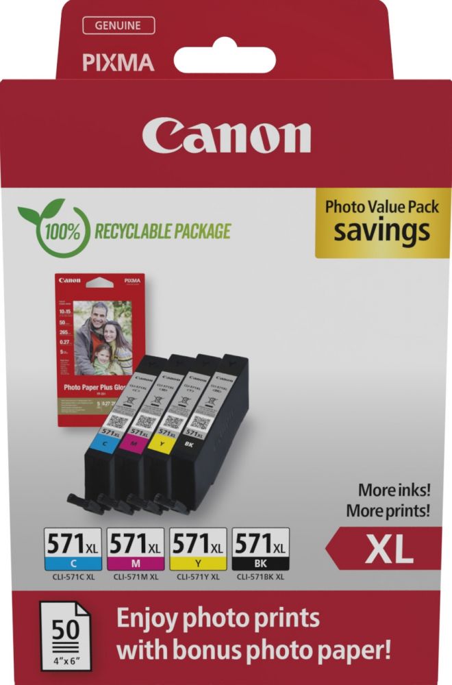 Canon CLI-571 XL CMYBK Photo Value Pack - 4
