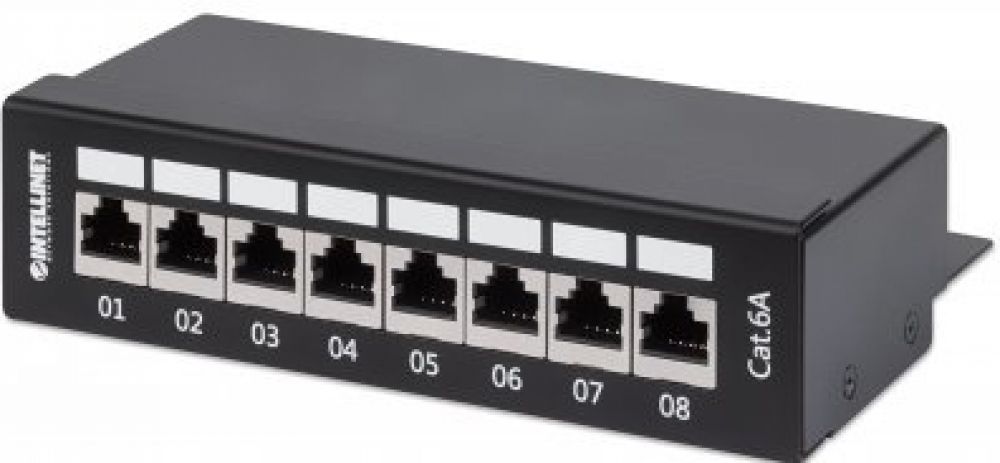 INTELLINET 8-Port Cat6a Patchpanel FTP Desktop schwarz