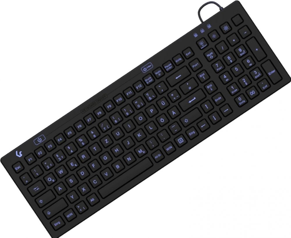 Keyboard KeySonic, USB Beleuchtet,Silikon,black Wasser und Staub geschützt IP68,QWERTZ