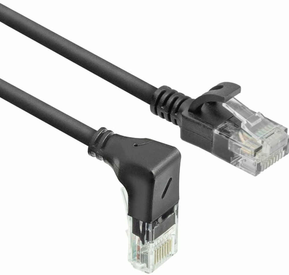 CAT6A U/UTP SLIM D-ANG BK 25CM. 1 stk