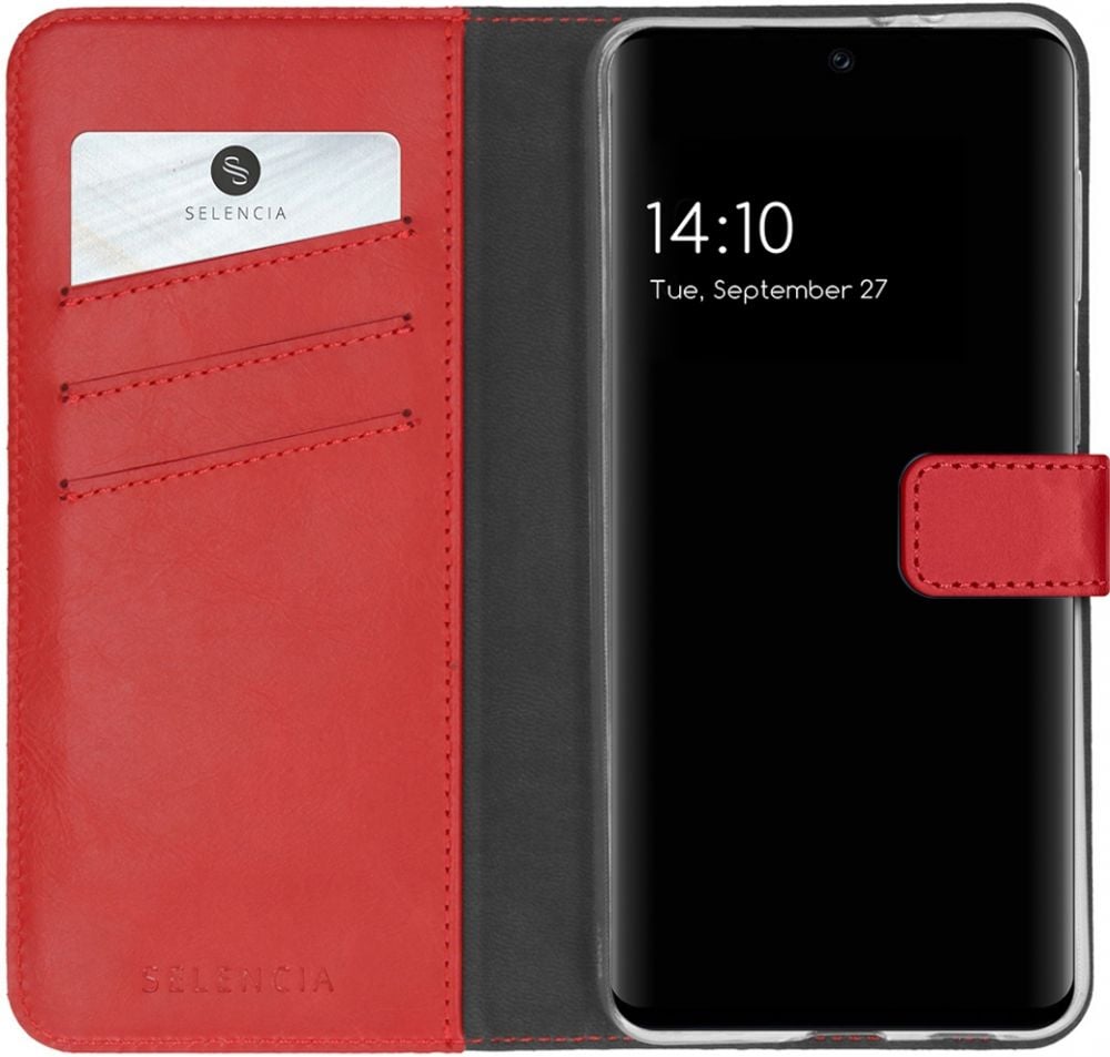Selencia Echt Lederen Bookcase Samsung Galaxy S21 FE - Rood