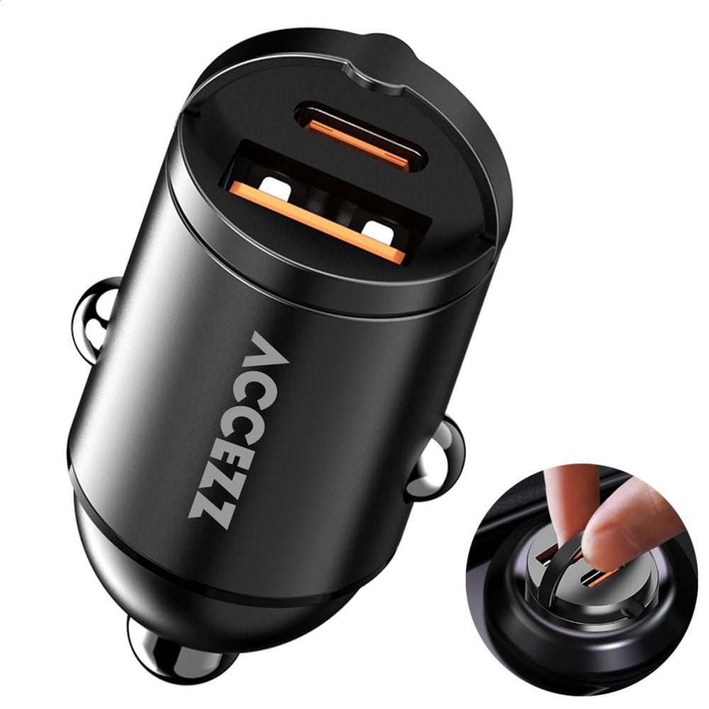 <div>Met de Accezz autolader laad je onderweg razendsnel je apparaten op. Dankzij de USB-C en USB-A poort en ondersteuning voor Power Delivery 3.0 en