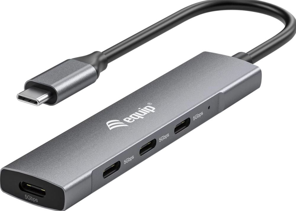 Equip USB-Hub 4-Port 3.2/C->4x3.0 ohne Netzteil grau