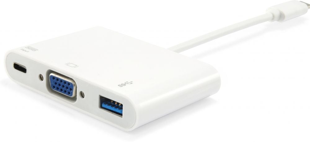 Equip USB-C St -> VGA-/USB-A-Bu PD-Adapter 0.15cm wit