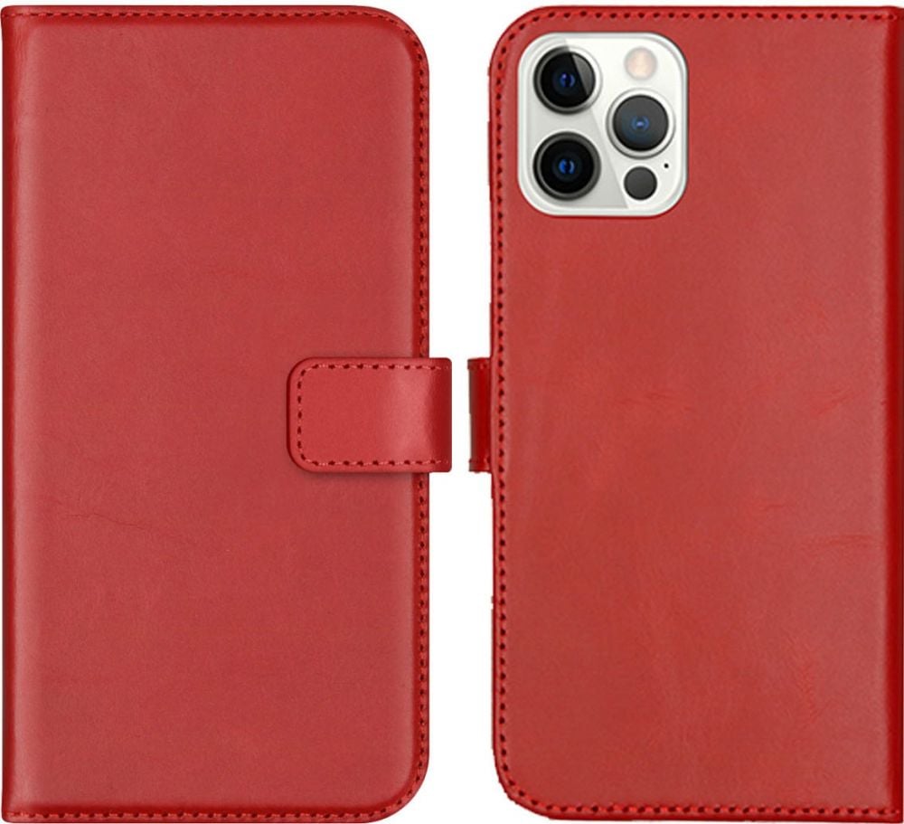 Selencia Echt Lederen Bookcase iPhone 12 (Pro) - Rood
