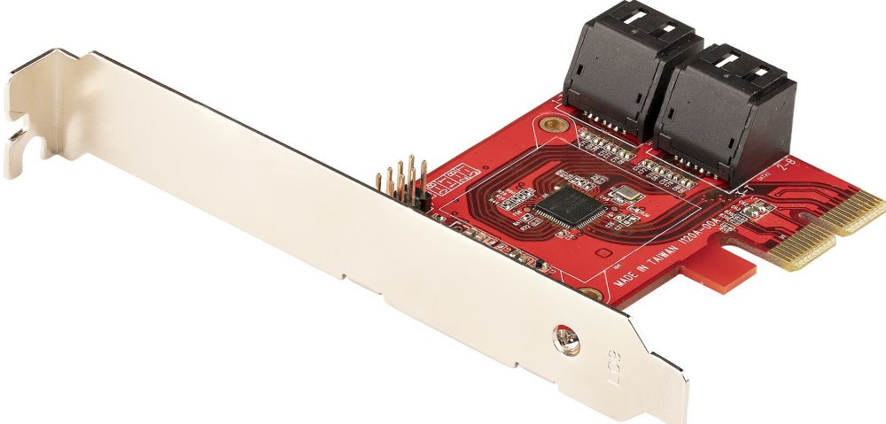 StarTech.com 4 Port SATA PCIe Kaart, PCI Express SATA Uitbreidingskaart, 6Gbps, LowFull Profile, Stacked SATA Connectors, ASM1164 Non-Raid, PCIe naar