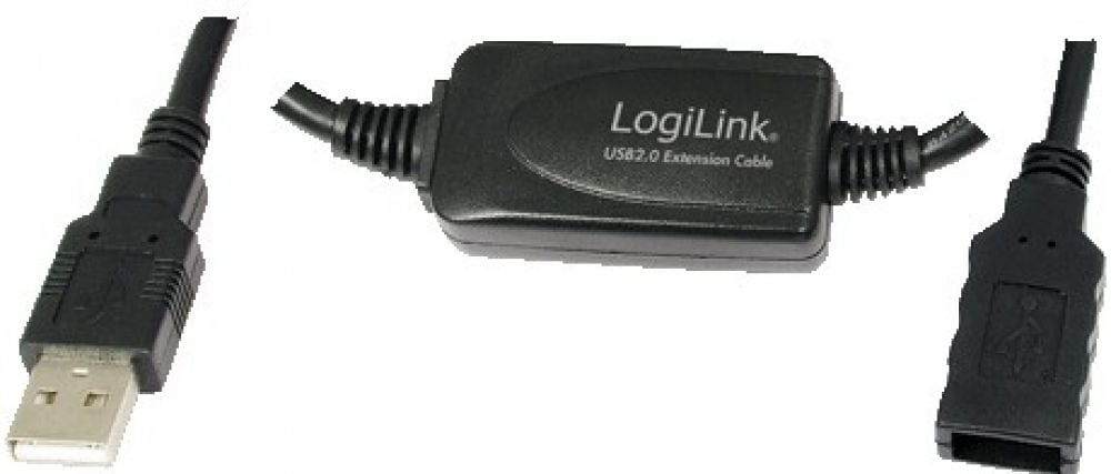 USB Kabel Logilink A -> A St/Bu 10.00m Verl. zw