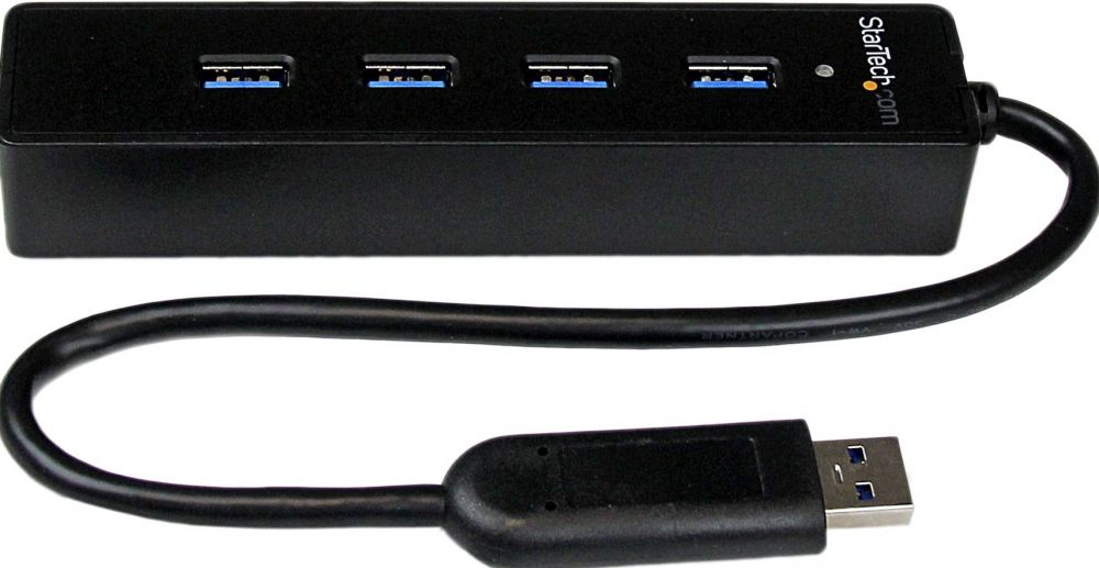STARTECH StarTech.com 4-poorts draagbare SuperSpeed USB 3.0-hub met geintegreerde kabel - Hub