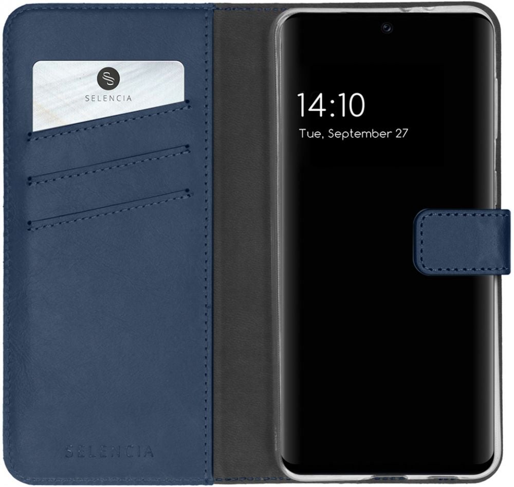 Selencia Echt Lederen Bookcase Samsung Galaxy S21 FE - Blauw