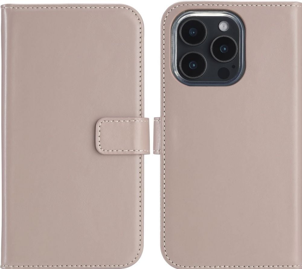 Selencia Echt Lederen Bookcase iPhone 16 Pro Max - Dusty Pink
