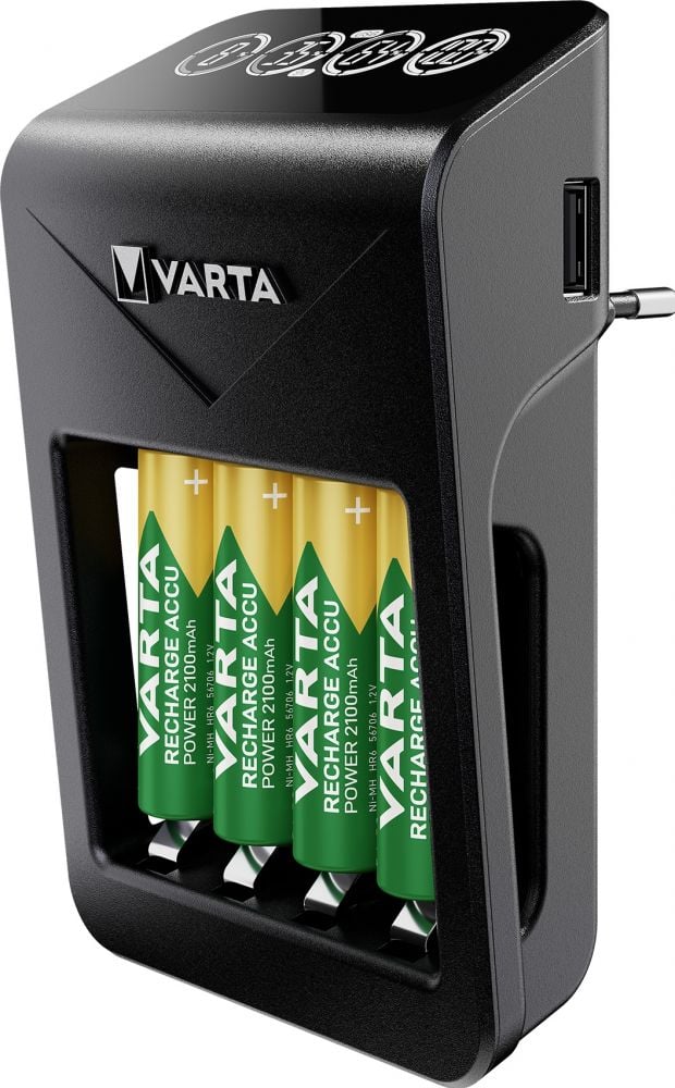 Varta Ladegerät Plug Charger + 4x AA 2100mAh