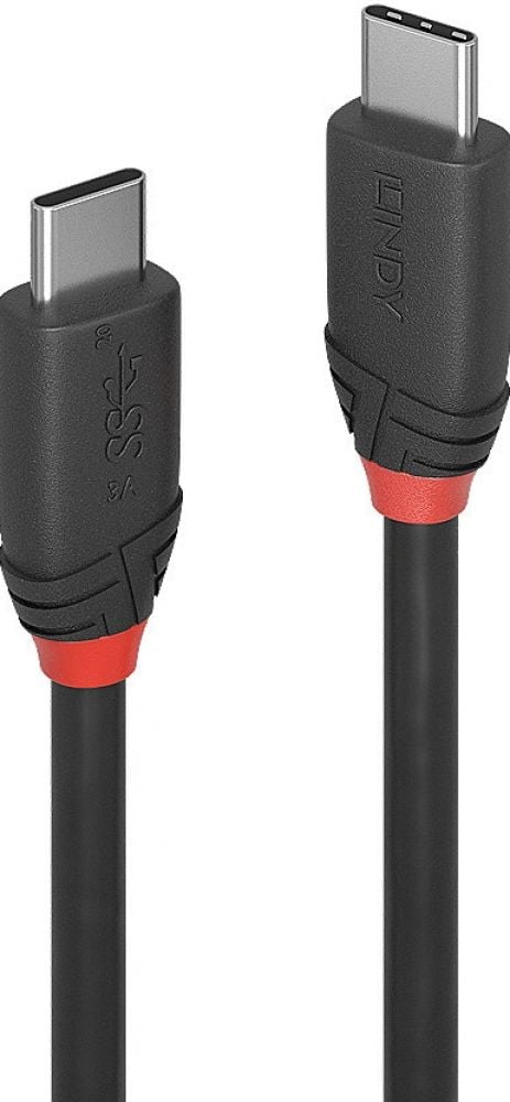 Lindy USB 3.1 Kabel Type C/C 3A zwart Line M/M 0.5m
