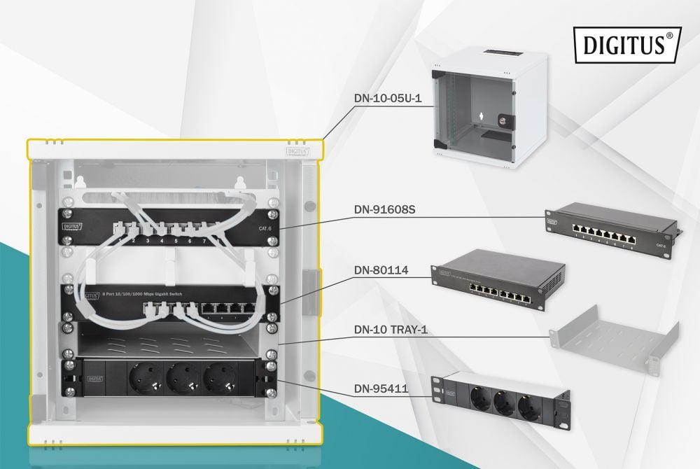 Rack Digitus Network Set 10" incl. 6HE wall rack