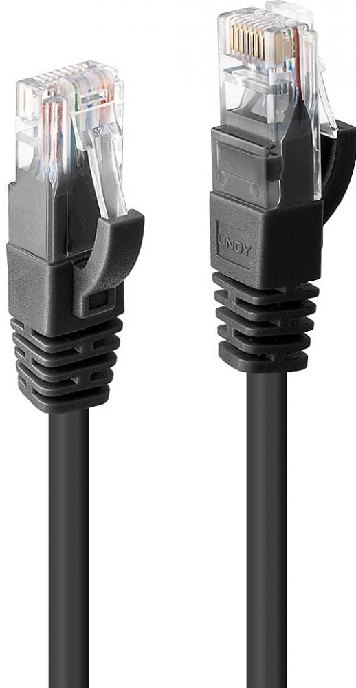 LINDY 10m CAT6 U/UTP Snagless Gigabit Network Cable. Black