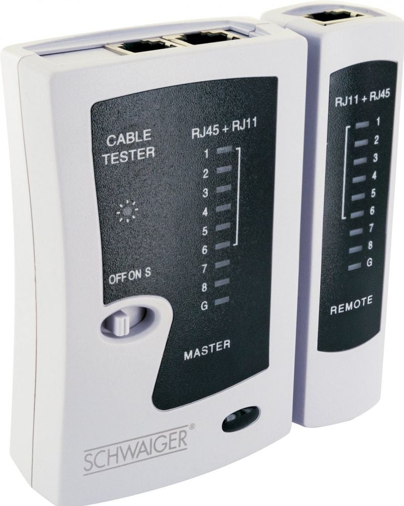 Schwaiger Netzwerkkabeltester RJ45/RJ11 weiß
