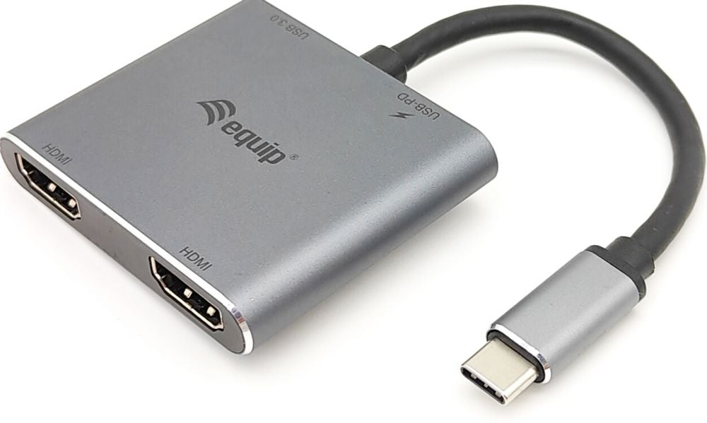 Equip Adapter USB-C -> 2xHDMI,USB-A3.0,PD 4K30Hz 0.15m si
