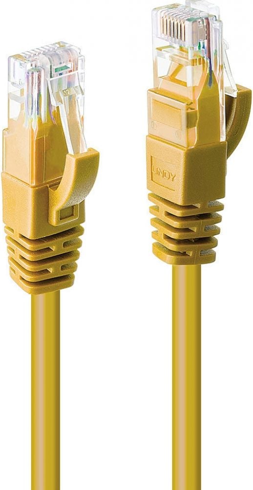 LINDY 3m CAT6 U/UTP Snagless Gigabit Network Cable. Yellow
