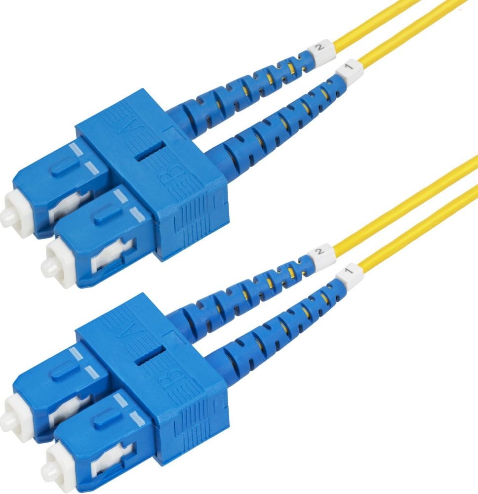 StarTech.com 10m (32.8ft) SC to SC (UPC) OS2 Single Mode Duplex Fiber Optic Cable, 9125µm, Laser Optimized, 40G100G Zipcord, Bend Insensitive, Low