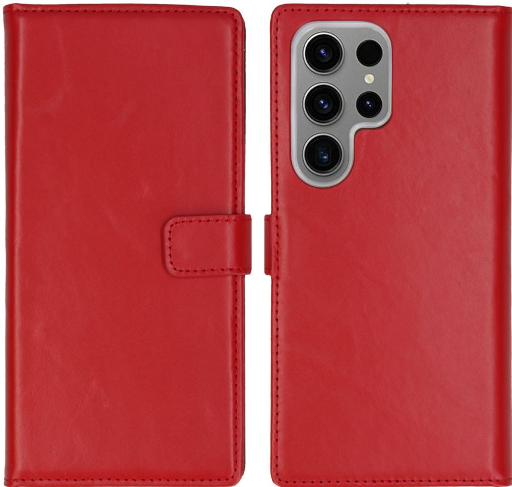 Selencia Echt Lederen Bookcase Samsung Galaxy S24 Ultra - Rood