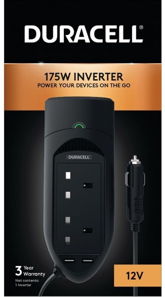 Duracell DRINV15-UK, Universeel, Auto, 12 V, 175 W, 12 V, DC-to-AC
