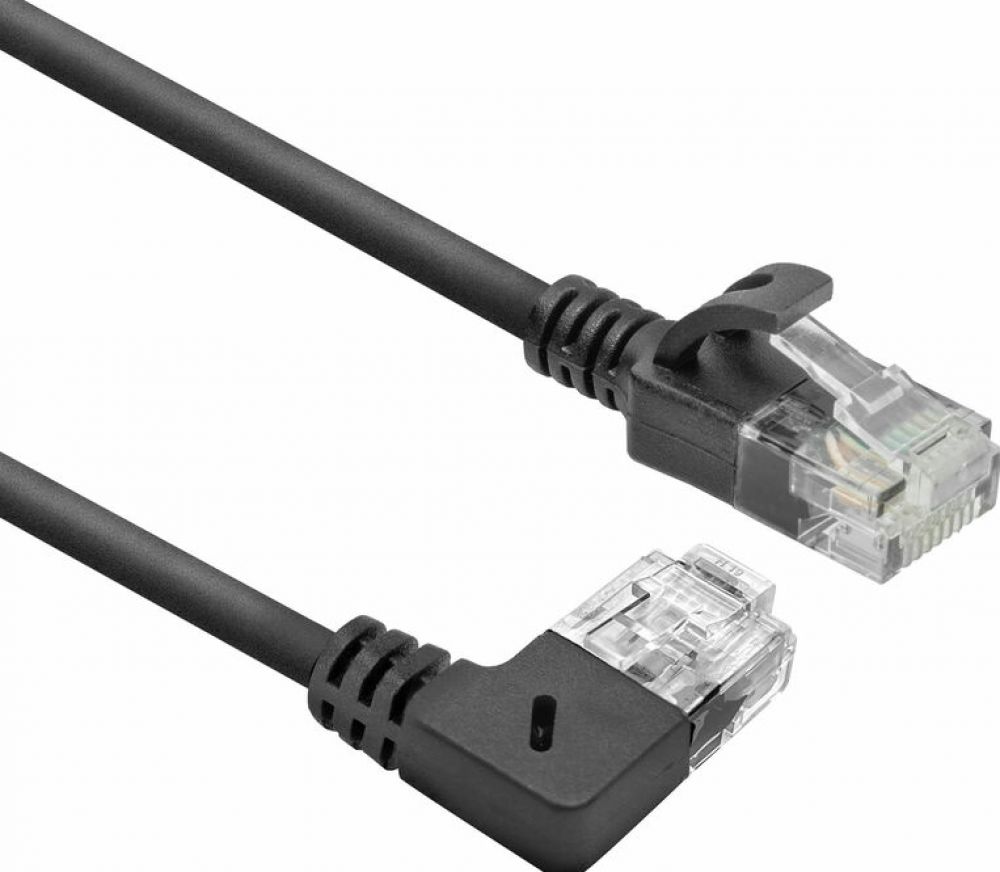 CAT6A U/UTP SLIM R-ANG BK 50CM. 1 stk