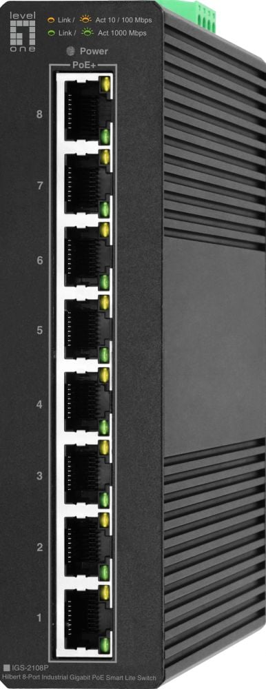 LevelOne Switch 8x GE IGS-2108P 8xPoE Outputs zwart