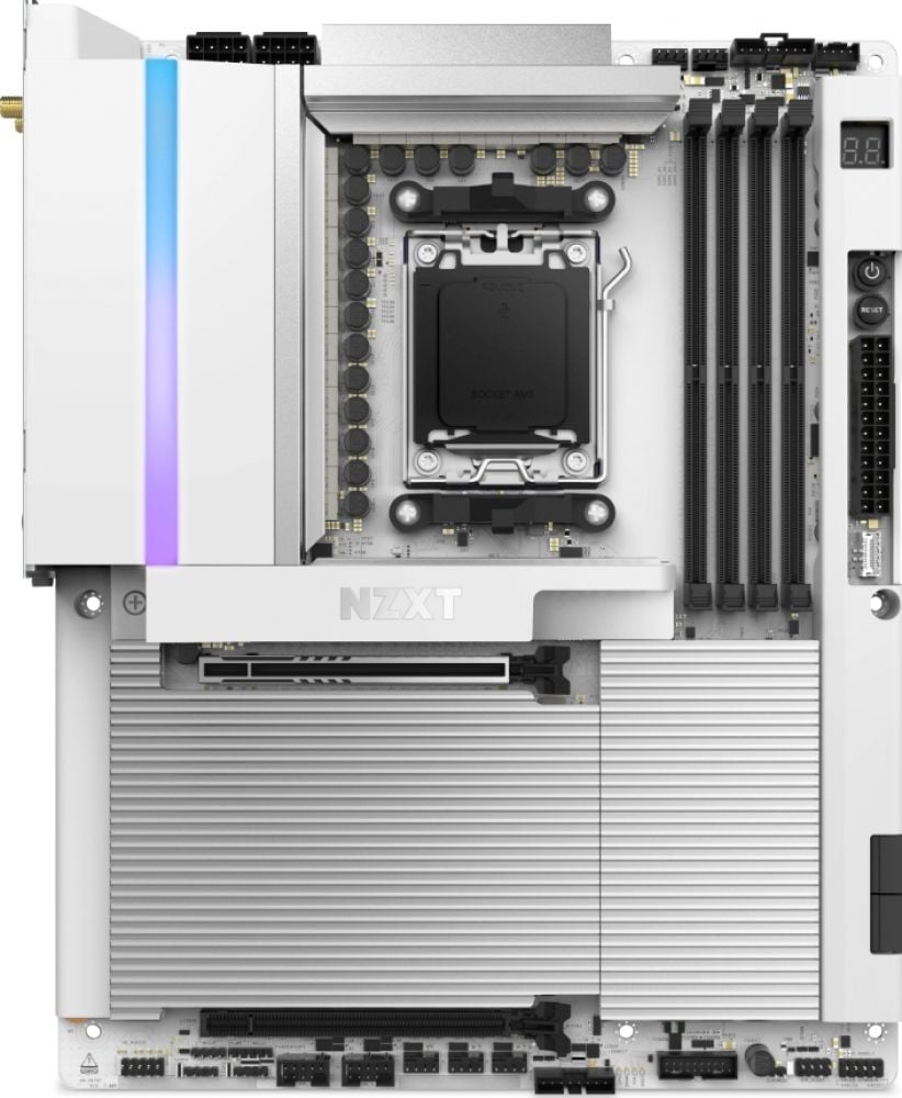 NZXT N9 X870E, AMD, Socket AM5, AMD Ryzen 7000 Series, AMD Ryzen 8000 Series, AMD Ryzen 9000 Series, Socket AM5, DDR5-SDRAM, DIMM