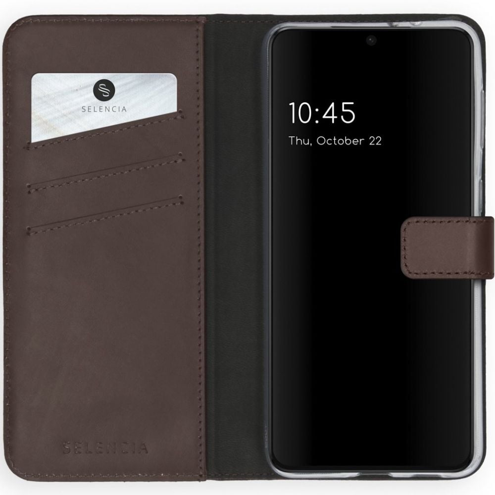 Selencia Echt Lederen Bookcase Samsung Galaxy S21 - Bruin