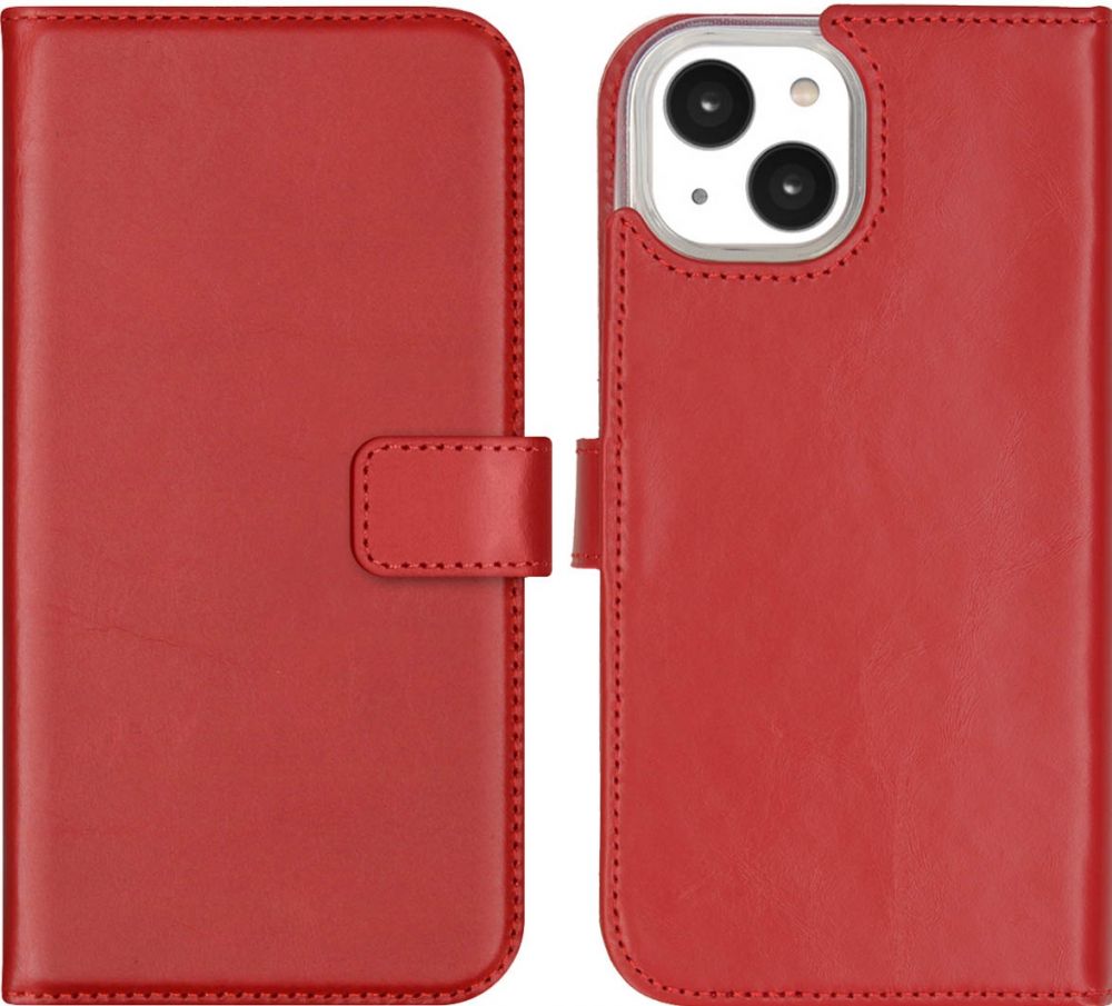 Selencia Echt Lederen Bookcase iPhone 14 - Rood
