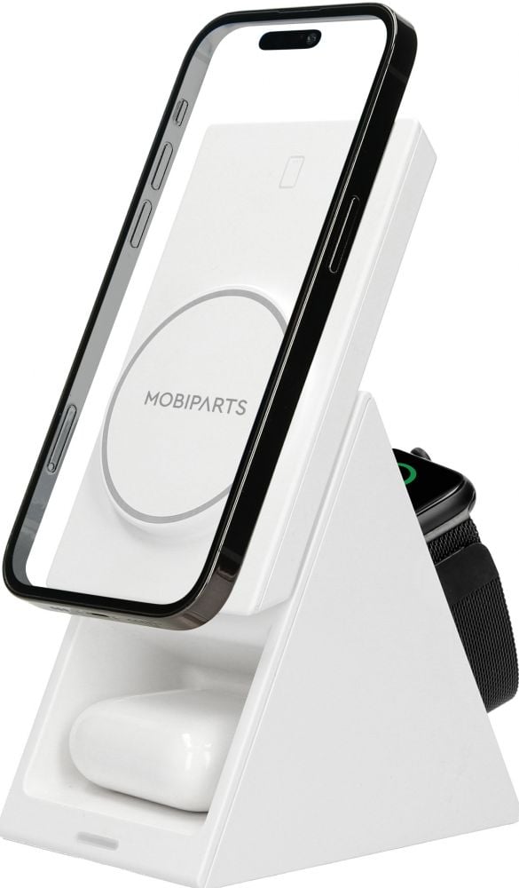 MagSafe geschikte 3-in-1 Oplader! Ontdek de Mobiparts 3-in-1 oplader - jouw ultieme laadoplossing! Geef je iPhone, AirPods en Apple Watch een