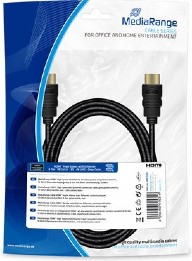 MediaRange HDMI High Speed Ethernet Anschlussk. 18Gibt/s 3m