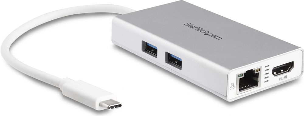 StarTech.com USB-C Multiport Adapter, USB-C Travel Dock met 4K HDMI, 60W Power Delivery Passthrough, GbE, 2pt USB-A 3.0 Hub, USB Type-C Mini Laptop