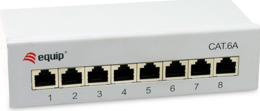 Equip Patchpanel 8x RJ45 Cat6A 19" FTP 1HE Premium helder grijs