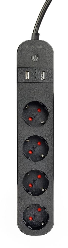gembird Smart Home Steckdosenleiste 4Fach, m.USB-Charge schw