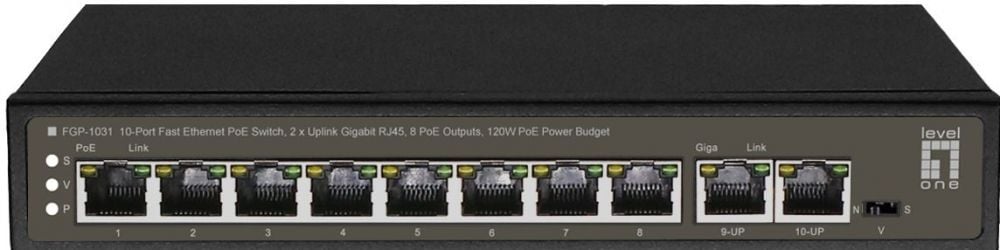 LevelOne Switch 28x FE FGP-1031 2xGE RJ45 120W 8xPoE zwart