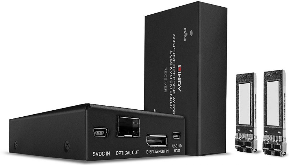 Lindy 300m Fibre Optic DisplayPort 1.2 KVM Extender