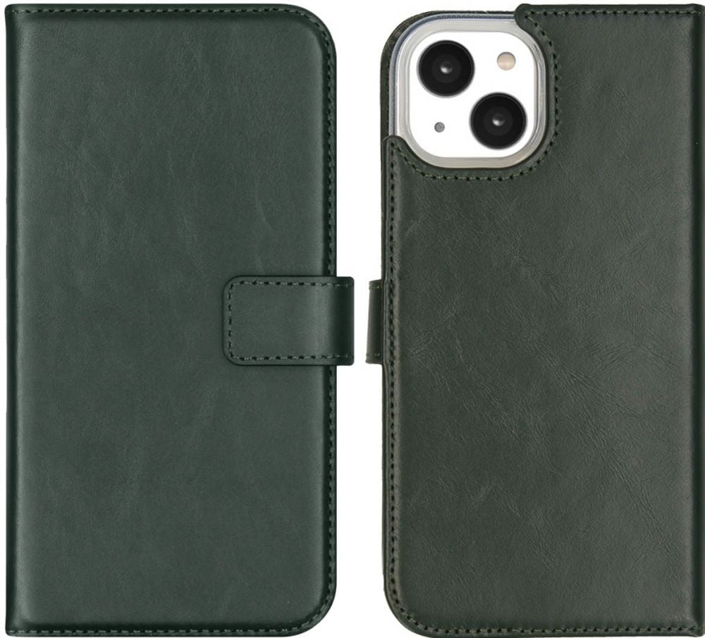 Selencia Echt Lederen Bookcase iPhone 14 - Groen