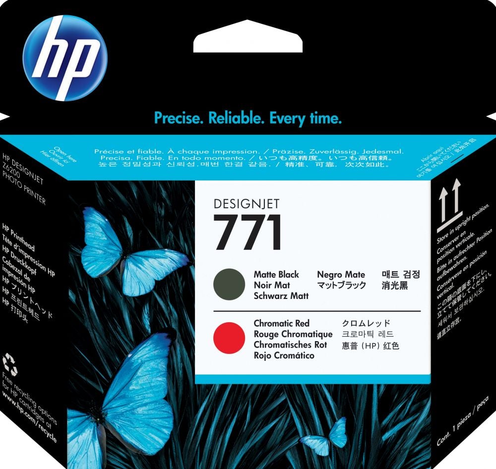 HP 771 - Matzwart, chroomrood