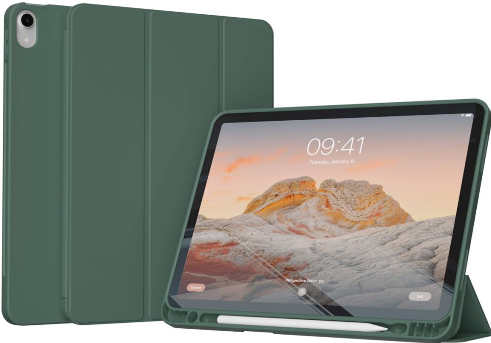 Accezz Smart Silicone Bookcase iPad Air 11 inch (2024) M2 / Air 5 (2022) / Air 4 (2020) - Donkergroen