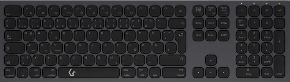 Keyboard ICY BOX Full-Size Bluetooth and RF for Windows, macOS and Android, Duitse layout, QWERTZ