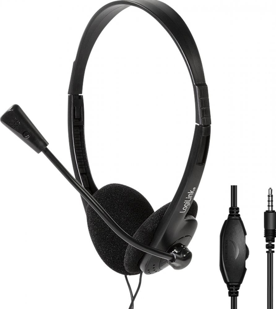 Logilink Stereo-Headset, 1x 3,5-mm-Klinke Bügelmikro Eco-Box