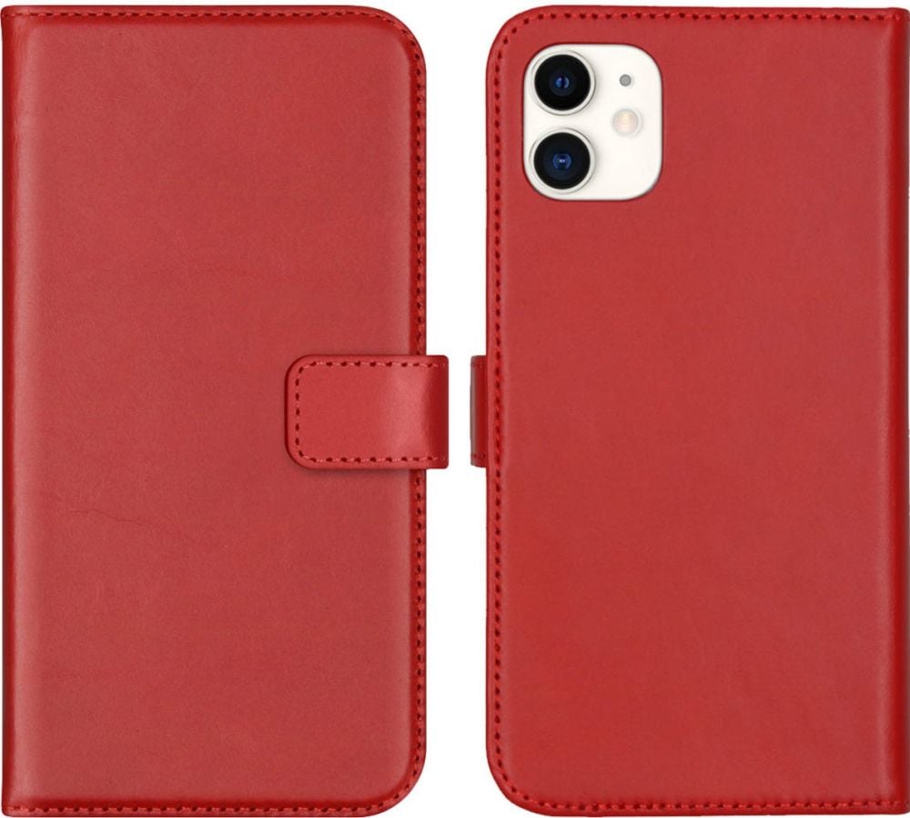 Selencia Echt Lederen Bookcase iPhone 11 - Rood