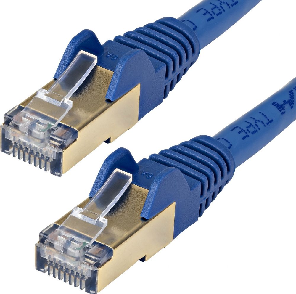 StarTech.com 1.5m CAT6A Ethernet Cable, 10 Gigabit Shielded Snagless RJ45 100W PoE Patch Cord, CAT 6A 10GbE STP Network Cable wStrain Relief, Blue,