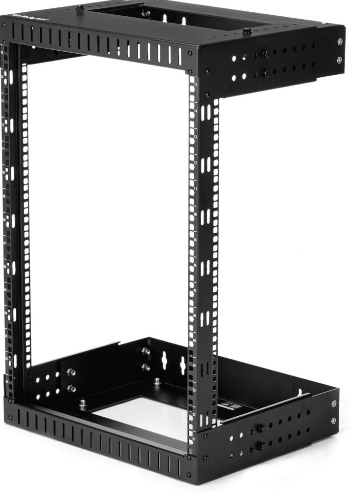 StarTech.com 15U 19" Wall Mount Network Rack, Adjustable Depth 12-20" 2 Post Open Frame Server Room Rack for AVData IT CommunicationComputer