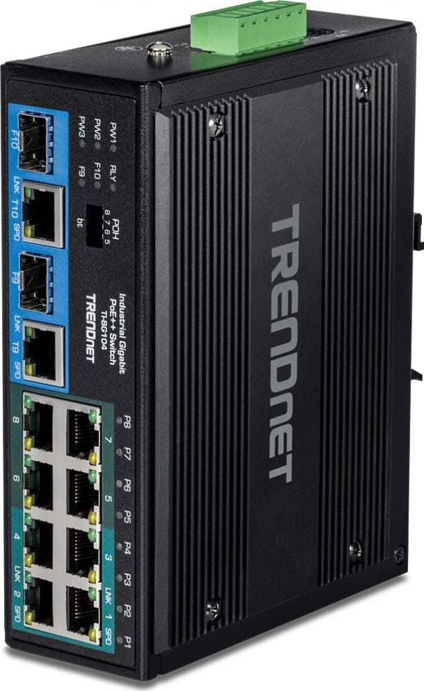 TRENDnet Switch 10-port Industrial Gbit PoE++ Din-Rail