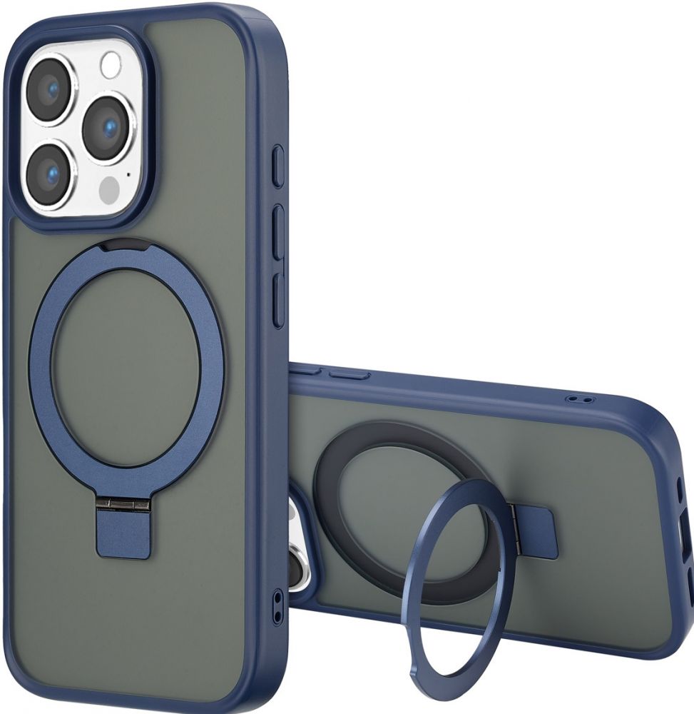 Accezz Ring Stand Backcover met MagSafe iPhone 16 Pro - Blue
